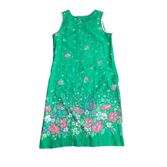 Vintage Green Sleeveless Floral Dress by  KOMAR-size M-GREAT! - Picture 2 of 6